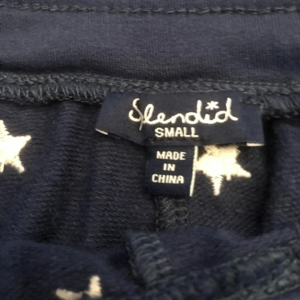 Splendid navy star embroidered drawstring joggers